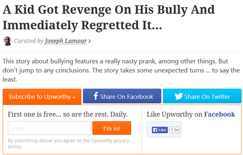 Annoying social media post by Upworthy